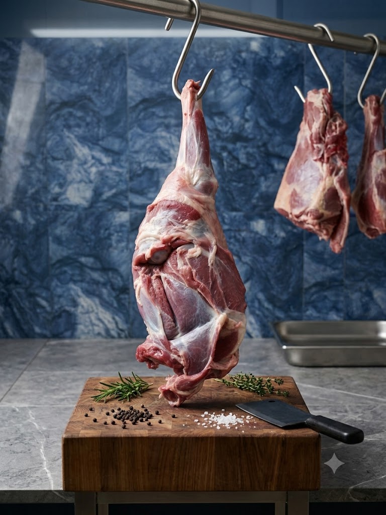 Mutton cuts displayed in a culinary setting